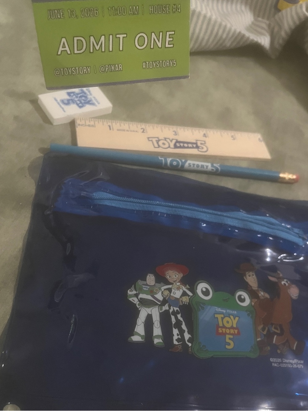 Toy Story 5 Bundle Tote, Ticket, Pencil case, ruler, button Movie posters 6/26 - Picture 7 of 12